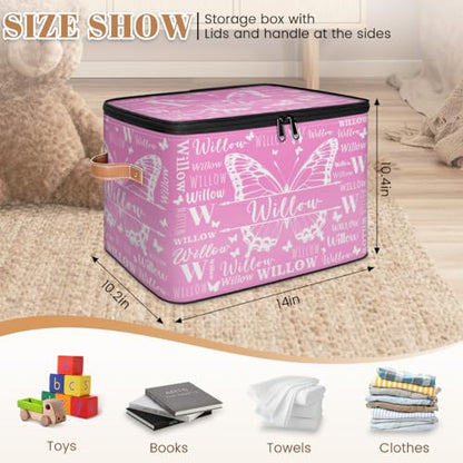 Custom Butterfly Keepsake Box, Personalized Name Gradient Memory Bin | Foldable Sturdy Large Storage Basket Containers with Handle Lid Lightweight Waterproof Dustproof, 14"L x 10.2"W x 10.4"H - color: Option 5