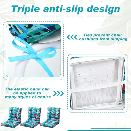 Hoteam 4 Set Outdoor Patio Chair Cushions 20 x 42 in Deep Seat Waterproof Patio Cushions Set for Furniture Replacement Removable Seat and Back (Palm) - style: Palm