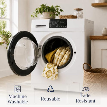CLOUDLOOM Cotton Assorted Yellow Kitchen Towels with Loop, Set of 5, 16"x26" - color: Mustard Yellow