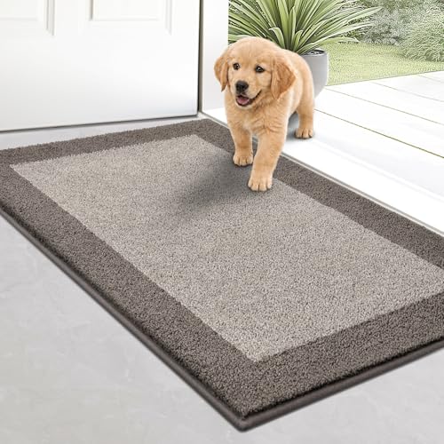 Door Rug 20" x 32", Washable Throw Rug for Kitchen, Bathroom | Non Slip, Dirt trapping, Absorbent, Quick Drying, for Entryway, Bedroom, Floor - color: Beige, size: 20" x 32"