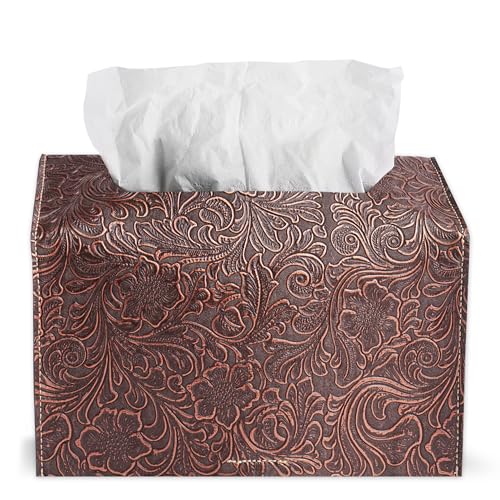 Leather Cover for Disposable Paper Hand Towel Box, Compatible with Kleenex Paper Hand Towel(1-Carved Red Cooper) - color: 1-carved Red Cooper