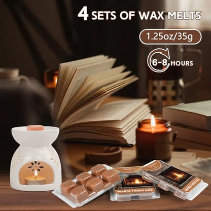 SCENTORINI Wax Melts, Warm Fireplace Scented Wax Cubes, 4 Pack | Fall Scent, Natural Soy Cubes for Candle Making, Wax Warmer, Home Christmas Decoration - size: Warm Fireplace - 4 Pack