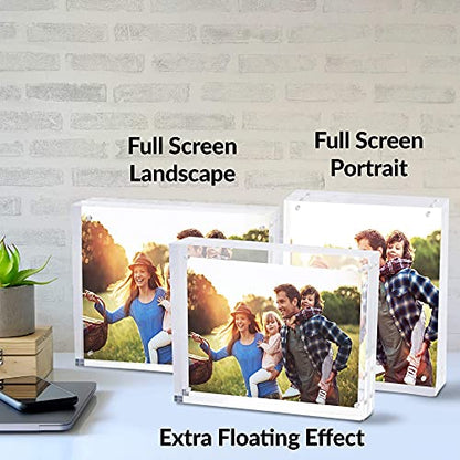 SimbaLux Magnetic Acrylic Picture Photo Frame 8x10 inches UV Protection | 24mm Thick, Clear Glass Like, Double Sided Frameless Desktop Floating Display, Free Standing, 20% Thicker than Most, 1 Pack - size: 8" x 10"