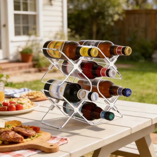 Acrylic 6 Bottle Countertop Wine Rack, Clear Freestanding Tabletop Holder | Crystal-Clear Acrylic: Ultra-transparent design creates an elegant 360° floating wine display.