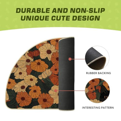 Artoid Mode Black Cat Flowers Summer Home Decor Low-Profile Switch Rug Door Mat for Indoor Outdoor 17x29 Inch