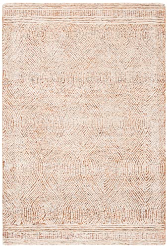 SAFAVIEH Abstract Collection Accent Rug - 2' x 3', Ivory & Rust, Handmade Wool, Ideal for High Traffic Areas in Entryway, Living Room, Bedroom (ABT340P) - color: Ivory/Rust, size: 2' x 3' (Rectangular)