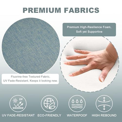 Battilo Chair Cushions for Dining Chairs, Waterproof Kitchen Chair Pads with Non-Slip Backing and Ties, Seat Cushions with Machine Washable Removable Cover, 16"x16"x2", Set of 2, Grayish Blue - color: Grayish Blue, size: 2 Count(Pack of 1)