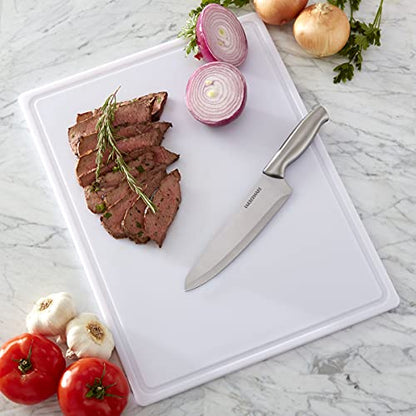 Farberware Cutting Board for Kitchen, Extra Large 15 x 20 Inch Plastic Cutting Board with Deep Juice Groove, Reversible, Dishwasher Safe, White - size: 20.1"L x 15"W