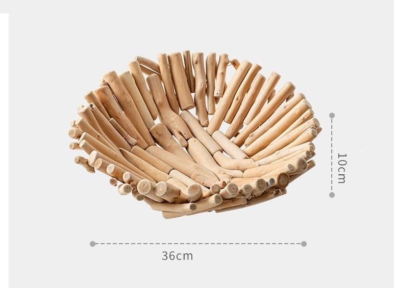 RISEON Natural Handmade Rustic Wooden Bowl, Decorative Driftwood Bowl, Natural Wood Centerpiece Driftwood Tray Basket Home Decor, 14.17 x 14.17 inches