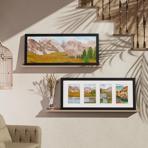 Vittanly 8x20 Collage Picture Frame, Displays 4Pcs 4x6 Pictures with Mat or 1Pcs 8x20 without Mat, Picture Frames Collage Wall Decor for Horizontal or Vertical Display, Black, 1 Pack | Displays 4Pcs 4x6 Pictures with Mat or 1Pc 8x20 without Mat, Picture F