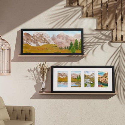 Vittanly 8x20 Collage Picture Frame, Displays 4Pcs 4x6 Pictures with Mat or 1Pcs 8x20 without Mat, Picture Frames Collage Wall Decor for Horizontal or Vertical Display, Black, 1 Pack | Displays 4Pcs 4x6 Pictures with Mat or 1Pc 8x20 without Mat, Picture F
