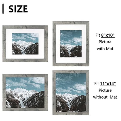 Grey 11x14 Picture Frame set of 3,Display 11x14 without Mat or 8x10 with Mat，Wall Gallery Photo Frames - color: Grey, size: 11x14 inches