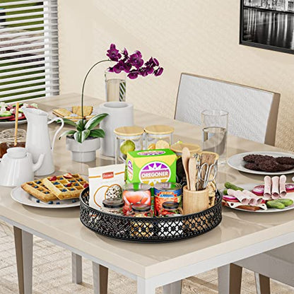 Ovicar Lazy Susan Organizer Turntable - 11 inch Rotating Spice Rack Metal Lazy Susan for Cabinet Pantry Kitchen Countertop Dining Table Cupboard Bathroom Refrigerator Vanity Black - color: 11 Inch Black