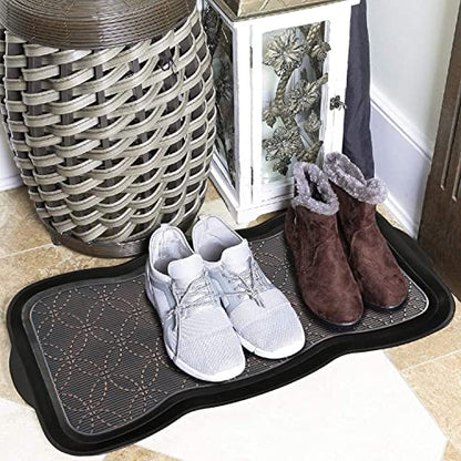 A1 Home Collections Heavy Duty Flexible 16 in. x 31 in. 100% Rubber Boot Mat. Multi-Purpose for Shoes, Garden - Mudroom, Entryway, Garage etc., Black/Copper - style: Geometric Bronze