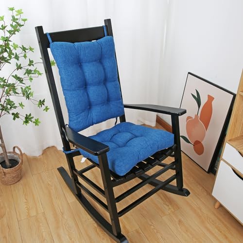 BUYUE Chair Cushion Set for Rocking Chair, Back Pillow & Seat Cushion with Ties, Original Woven Fabric Non-Slip Chair Pads for Elderly Sitting, Blue - color: Blue