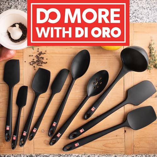DI ORO Silicone Spatula Set - 600F Heat Resistant, 3-Pc Black | Rubber scraper won't scratch nonstick pans; For baking, cooking, mixing, and frosting; BPA-free and dishwasher safe - color: Black