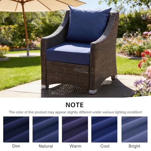 Outdoor Deep Seat Cushion Set, 24x24 Inch Water-Resistant & Fade-Resistant Outdoor Chair Cushions, Patio Furniture Cushions with Removable Cover for Patio Chair, Sofa,Navy Blue (Set of 2) - color: Navy Blue