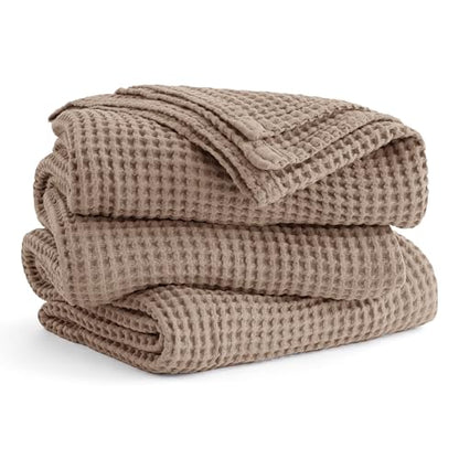 Bedsure Lightweight 100% Cotton Waffle Blanket, 120x94, Coffee Brown | Summer, Breathable, Soft, Comfort, Light, Thin, Textured, Bed, Couch, Sofa, Chair, Oversized King, Sheet Blanket, Cozy Gifts - color: Coffee Brown, size: Oversized King (120" X 94")