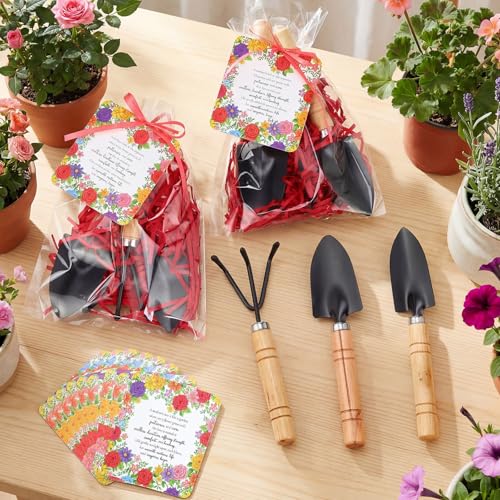 Chumia 12 Set Gardening Gifts Bulk for Women Floral Mini Garden Tools Shovel, Mini Garden Tools, Thank You Cards with Bags for Mother Day Mom Birthday Teacher Christian Party Favors