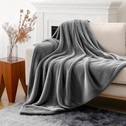 3-Pack Fleece Throw Blankets 50x60, 300GSM Soft Flannel Plush Blanket, Lightweight Warm Couch Sofa Bed Blankets, No Shedding All Season (Dark Gray) - color: Dark Gray