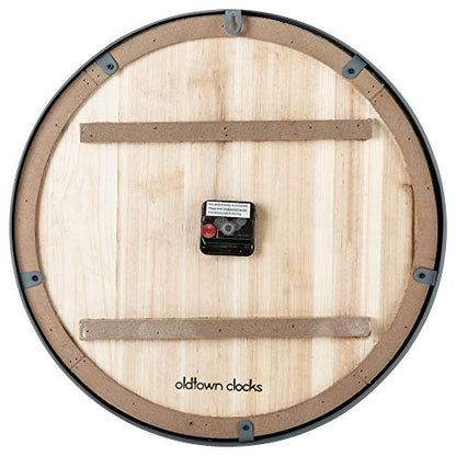 Oldtown Farmhouse Metal & Solid Wood Noiseless Wall Clock (Whitewash, 18-inch) - color: Whitewash, size: 18-inch