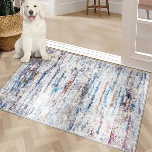 COMSLE Door Mat Soft Absorbent Indoor Front Entryway Rug Machine Washable Entrance Mats for Muddy Paws for Muddy Paws Non Slip Throw Rugs 20" x 32" Doormat for Inside Foyer Bedroom - color: Multi Coloured, size: 1'8" x 2'8" (Rectangular)