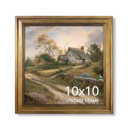 10x10 Picture Frame Vintage Gold for Tabletop & Wall Mount | Picture Frames for Living Room, Bedroom, Office Décor & Wedding Gift - color: Gold, size: 10X10 - 1 Pack