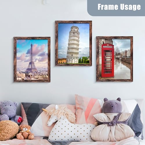 BESCRCL 11x14 Picture Frame Set of 6 High Definition Glass, 11 x 14 Photo Frame for Wall, Engineered Wood, Brown - color: Brown, size: 11x14