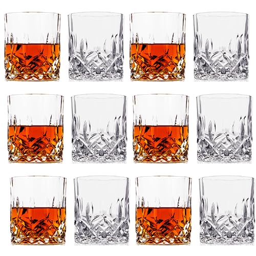 LEMONSODA Crystal Cut Old Fashioned Glass Sets - 10oz/12oz Ultra-Clear Premium Lead-Free Rocks Glass Tumbler For Drinking Bourbon, Scotch, Cognac, Cocktails (10oz, Set of 12) - color: 10oz, size: Set of 12