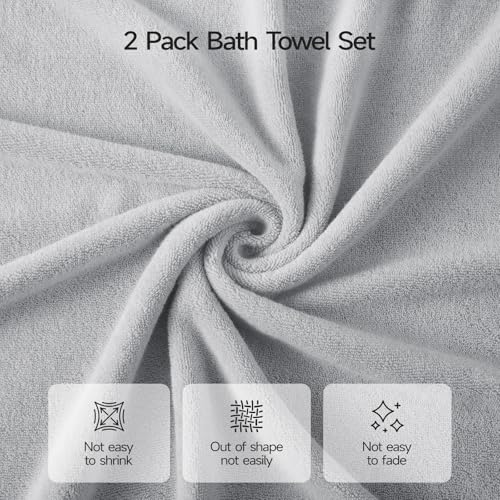 ecolook Ultra Soft 6-Piece Towel Set, 100% Cotton | Lighter Weight, Quick Dry, Highly Absorbent, 2 Bath, 2 Hand, 2 Washcloths, Perfect for Bathroom, Light Gray - color: Light Gray
