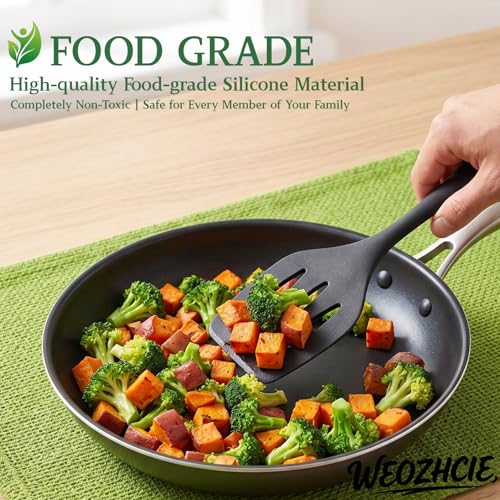 Silicone Kitchen Utensils Set,10 PCS Cooking Kitchen Utensils Set, Nonstick Kitchen Utensils 446°F Heat-Resistant Cookware Kitchen Tools of Spoon,Brush,Whisk,Spatula,Turner Tongs(Black)