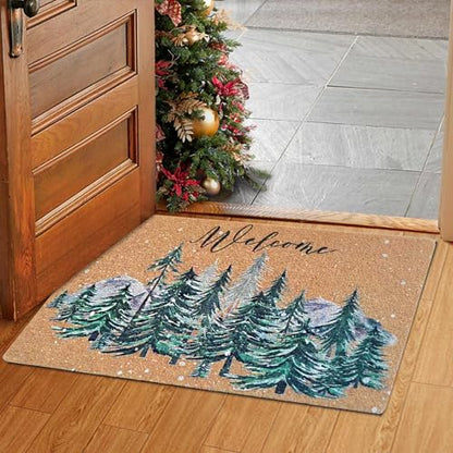 FGSS Christmas Winter-Welcome-Door-Mats Holiday-Doormats 17X29 Inch - color: Snowflake Pine Tree