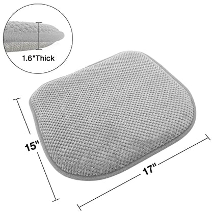 Kitchen Chair Cushions for Dining Chairs Thin Non Slip Chair Pads | Silver Grey 17x15 U Shaped Washable Soft Thick Memory Foam Large Office Metal Wooden Outdoor Patio Chair Cushions - color: Silver Grey