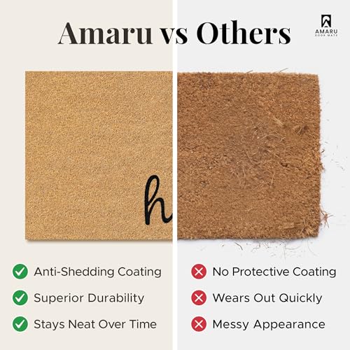 Coir Welcome Mat, Non-Slip, Home Love, 17 x 29 in | 100% Natural Coir, Anti-Shedding, Durable PVC Backing, Traps Dirt and Mud, Indoor and Outdoor Entryway, Easy to Clean - color: Home Love