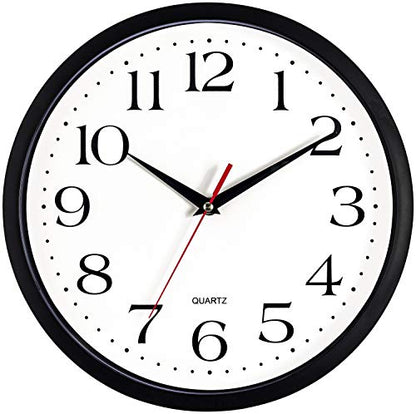 Bernhard Products Black Wall Clocks 2 Pack Silent Non Ticking - 12 Inch Quality Quartz Battery Operated Round Easy to Read Home/Office/Classroom/Business/Kitchen/School Clock - color: Black, size: 12 Inch - 2 Clocks