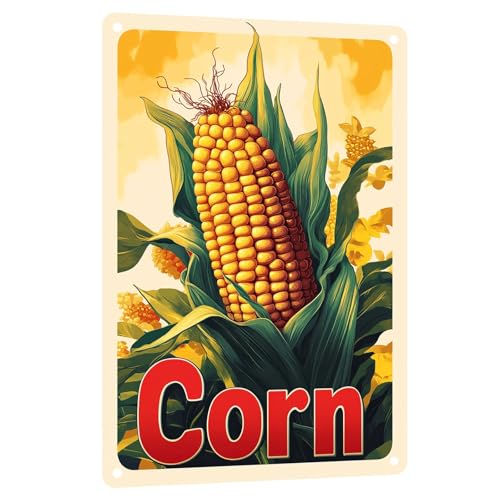 Corn Vegetables Metal Tin Sign Vintage Farmhouse Wall Art for Kitchen Dining Room Pantry and Home Wall Decoration 8x12 Inch - color: Corn Metal Tin Sign, size: 8x12inch(20x30cm)