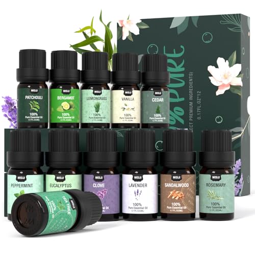 Essential Oils Set Top 12 Aromatherapy-Essential Oils for Diffuser for Home,Air Freshening Diffuser Oils Scents for Aromatherapy,Laundry,Candle&Soap Making,Humidifiers 12 X 5ML - color: Black-05