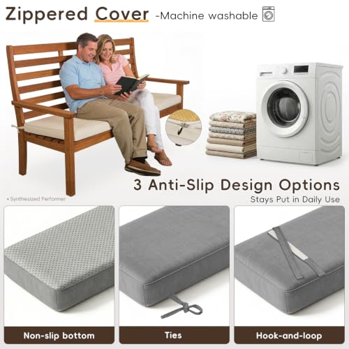 Custom Bench Cushion Waterproof, Non-Slip, Any Shape, 100+Color | 70D High Density Foam, TPU Outdoor Patio Cushion, Indoor Window Seat Cushion, Removable Machine-Washable Zippered Cover
