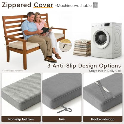 Custom Bench Cushion Waterproof, Non-Slip, Any Shape, 100+Color | 70D High Density Foam, TPU Outdoor Patio Cushion, Indoor Window Seat Cushion, Removable Machine-Washable Zippered Cover