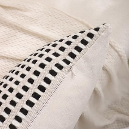 14x36 Throw Pillow Cover Boho Lumbar Pillow Cover White and Black | 1 Piece,Durable Fabric,Stripe Pillow Cover,Farmhouse Cushion Case,Chenille Pillow Case,Neutral Pillowcase for Sofa Couch Bed - color: White and Black Stripe, size: 36" x 14" (Pack of 1)