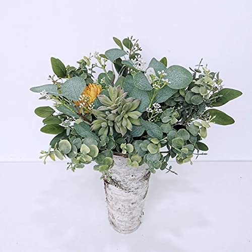 Bulk Artificial Silver Dollar Eucalyptus Leaves Picks Stems and Faux Branches for Vase Bouquets Floral Arrangement Wreath Rustic Farmhouse Greenery Decoration