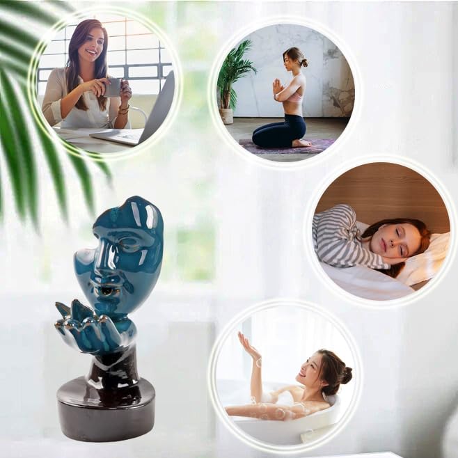 Woman Face on Hands Butterfly Statue Backflow Incense Holder,Waterfall Incense Burner Holder for Sticks Cones Home Office Yoga AI0036 - color: Face Statue 1