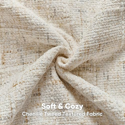 FUTEI Pack of 2 Tweed Chenille Throw Pillow Covers 16x16 Inch, Cream | Premium Chenille Front/ Smooth Velvet Back,Hidden Zipper,Machine Washable,Pilling-Resistant,Colorfast, Insert Not Included. - color: Cream, size: 16" x 16" (Pack of 2)