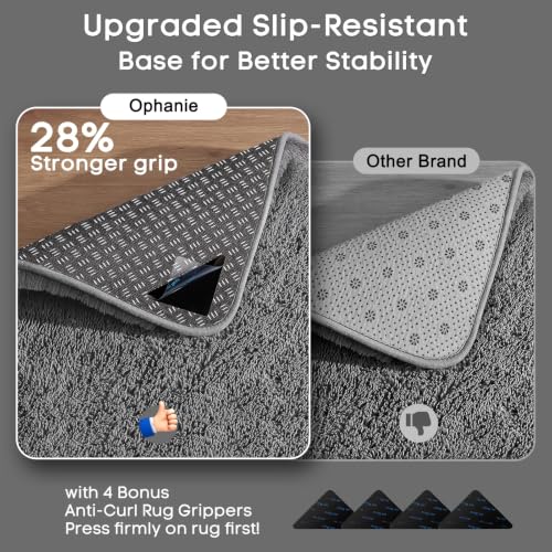 Ophanie Small Rug Washable Non Slip Throw Bedside Area Rugs, Fluffy Soft Mini Bedroom Carpet, 1.5x2.5 and 1.5x4 Rug Set, 2 Piece Grey - color: 1- Grey, size: 1.5' x 2.5' + 1.5' x 4' (Rectangular)