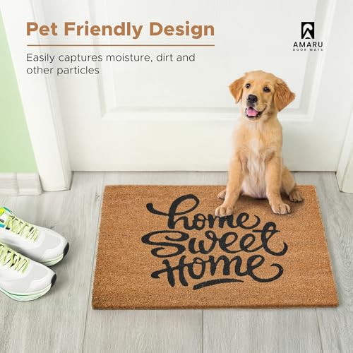 Coir Welcome Mat, Non-Slip, Sweet Home, 17 x 29 in | 100% Natural Coir, Anti-Shedding, Durable PVC Backing, Traps Dirt and Mud, Indoor and Outdoor Entryway, Easy to Clean - color: Sweet Home