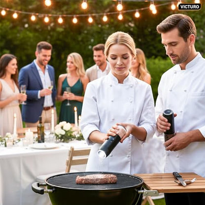 Electric Salt and Pepper Grinder Set, Automatic Refillable Salt and Pepper Grinder Set Rechargeable, One-Touch Electric Pepper Grinder, Stainless Steel Salt and Pepper Shakers Set for Kitchen