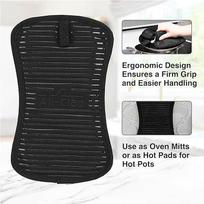 All-Clad Premium Pot Holder & Hot Pad: Heat Resistant to 500 Degrees - 100% Cotton, 10"x6.25" Hot Pad for Kitchen and Barbeque, (1-Pack), Black - color: Black, size: 1 Pack