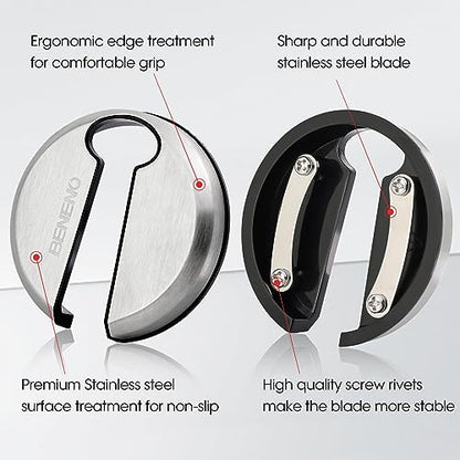 Beneno Wine Opener with Stainless Steel Wine Foil Cutter, Ash silver | Durable Solid Zinc Alloy Body, Upgraded Precise Sharp-Edged Screw, Ergonomic Wing Handle with Non-Slip Grip, Multifunctional - color: Ash silver