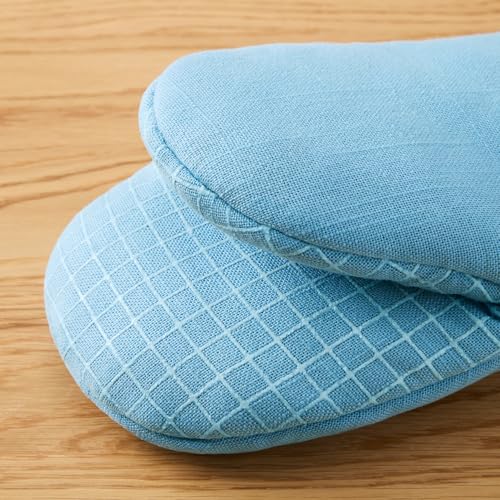 KITCHENAID Gourmet Series Gridlines Mini Oven Mitts 2-Pack Set, Heat Resistant up to 600°F, Soft Silicone Grip, Magnetic Cuff, Blue Velvet, 5.5"x9" - color: Blue Velvet