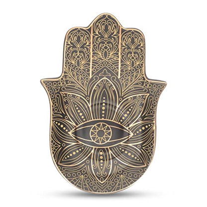 Zerodeko Ceramic Jewelry Tray Palm Shape Eye Trinket Dish Jewelry Storage Tray for Rings Earrings Bracelets Necklaces Desk Dresser Bathroom Decor 6.49 X 4.52 X 0.59 in